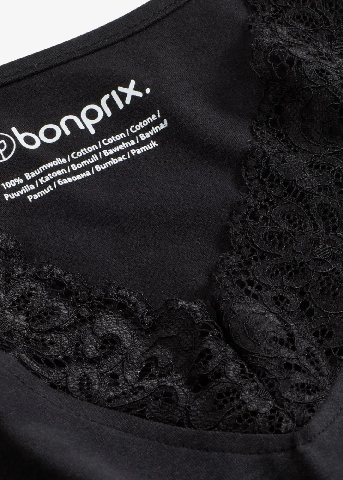 bonprix Wäsche·Nachtwäsche|Nachtwäsche^Pyjama mit zarter Spitze schwarz