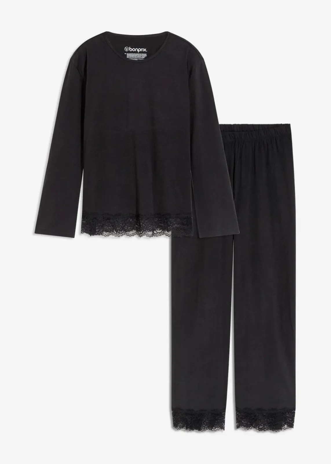 bonprix Wäsche·Nachtwäsche|Nachtwäsche^Pyjama mit zarter Spitze schwarz