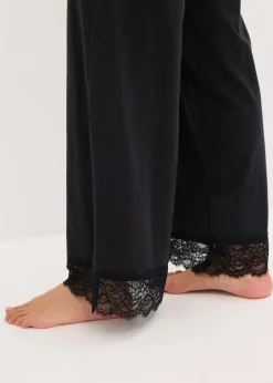 bonprix Wäsche·Nachtwäsche|Nachtwäsche^Pyjama mit zarter Spitze schwarz