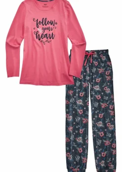 bonprix Wäsche·Nachtwäsche|Nachhaltigere Materialien^Pyjama aus reiner Bio-Baumwolle rauchrose bedruckt