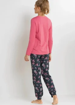 bonprix Wäsche·Nachtwäsche|Nachhaltigere Materialien^Pyjama aus reiner Bio-Baumwolle rauchrose bedruckt