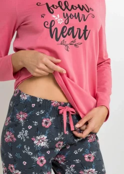 bonprix Wäsche·Nachtwäsche|Nachhaltigere Materialien^Pyjama aus reiner Bio-Baumwolle rauchrose bedruckt