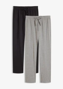 bonprix Wäsche·Nachtwäsche|Nachtwäsche^Pyjamahose mit Eingriffstaschen (2er Pack) schwarz + grau meliert