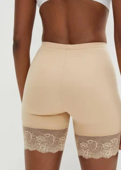 bonprix Hosen|Höschen^Radler „Anti Scheuern“ aus kühlendem Polyamid mit Spitzenbein hellbeige