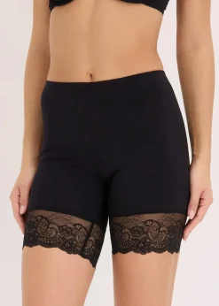 bonprix Wäsche·Radler & Oberschenkelschutz|Wäsche·Socken & Strumpfhosen^Radler „Anti Scheuern“ aus kühlendem Polyamid mit Spitzenbein schwarz