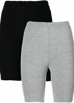 bonprix Hosen|Basics^Radlerhose (2er Pack) hellgrau meliert+schwarz