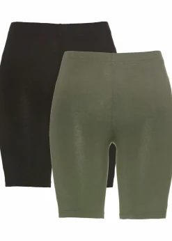 bonprix Hosen|Basics^Radlerhose (2er Pack) oliv+schwarz