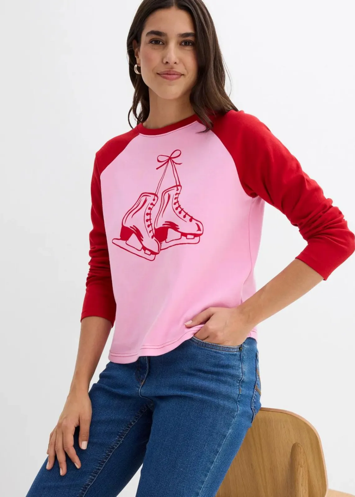 bonprix Nachhaltigere Materialien|Shirts & Tops^Raglanshirt aus reiner Bio-Baumwolle rosa/salsarot
