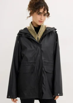 bonprix Bekleidung·Hosen|Jacken & Mäntel^Regenjacke mit Teddyfutter schwarz