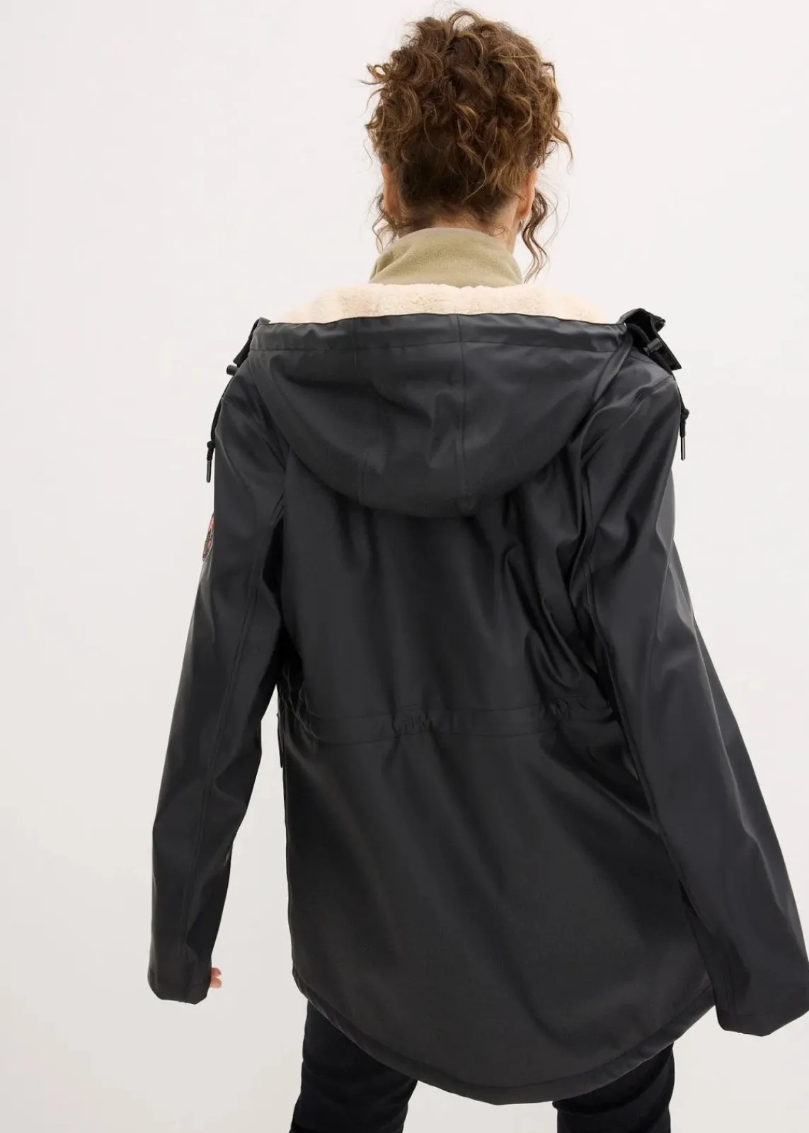 bonprix Bekleidung·Hosen|Jacken & Mäntel^Regenjacke mit Teddyfutter schwarz