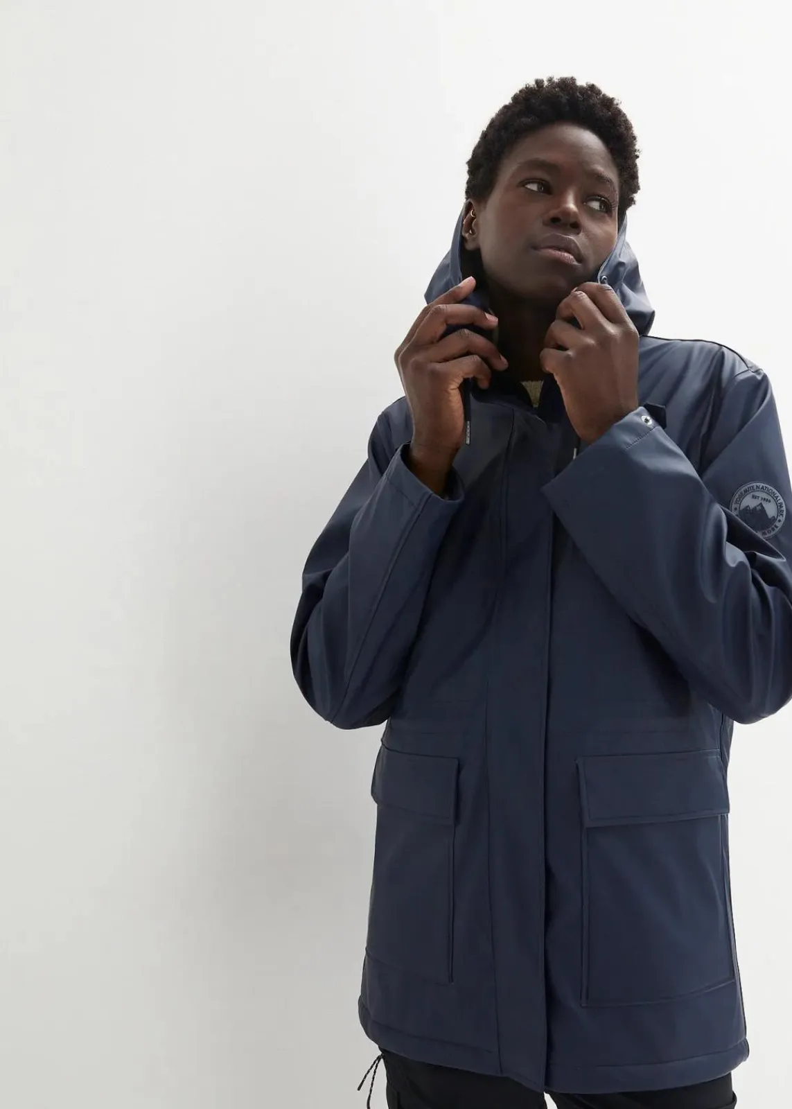 bonprix Jacken & Mäntel|Bekleidung·Hosen^Regenjacke mit Teddyfutter dunkelblau