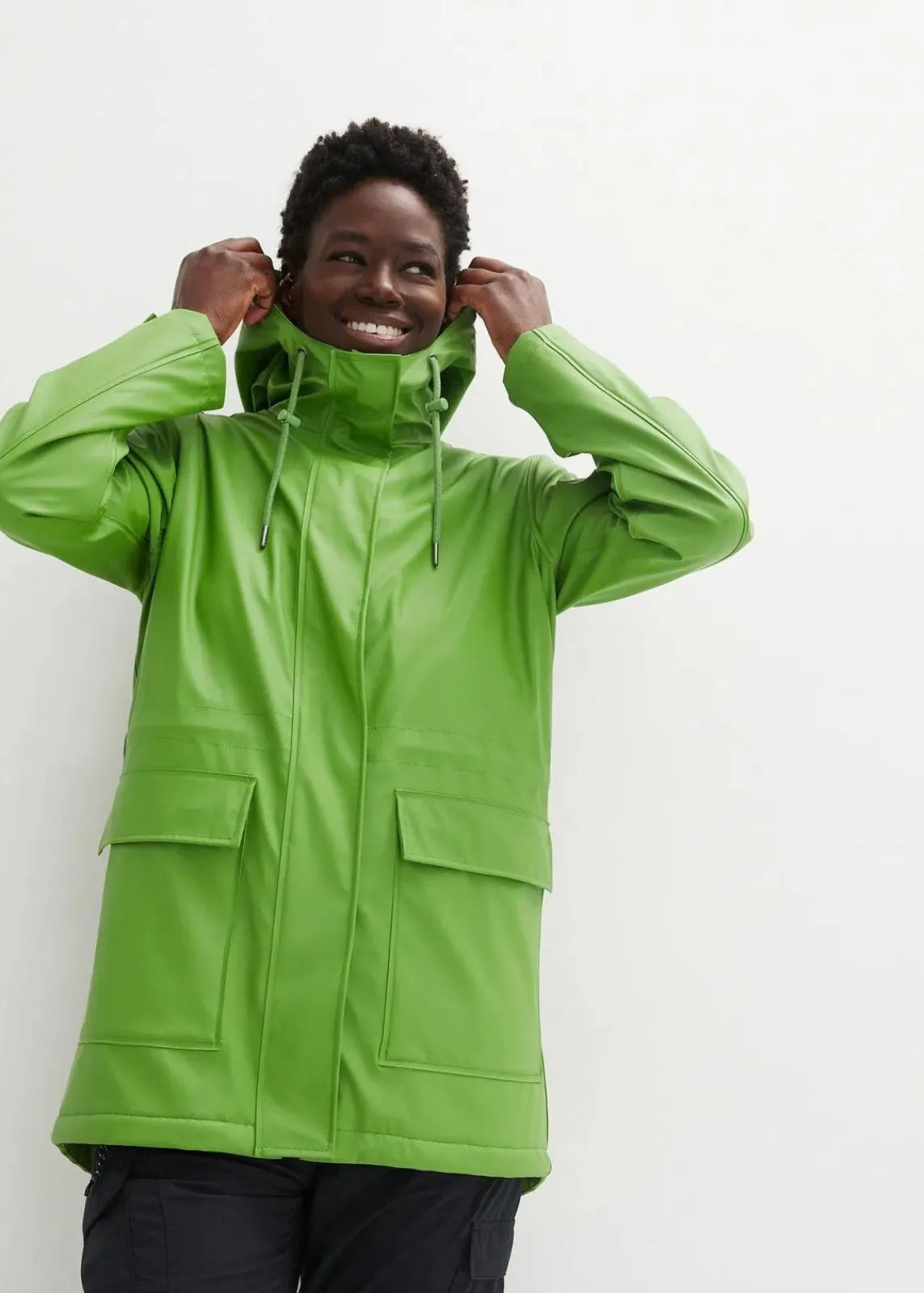 bonprix Jacken & Mäntel|Bekleidung·Hosen^Regenjacke mit Teddyfutter mattmoos