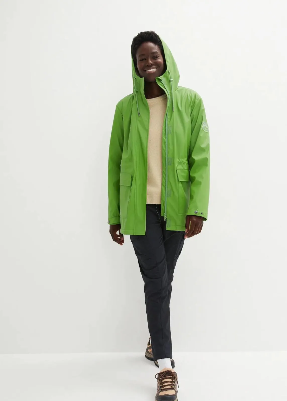 bonprix Jacken & Mäntel|Bekleidung·Hosen^Regenjacke mit Teddyfutter mattmoos