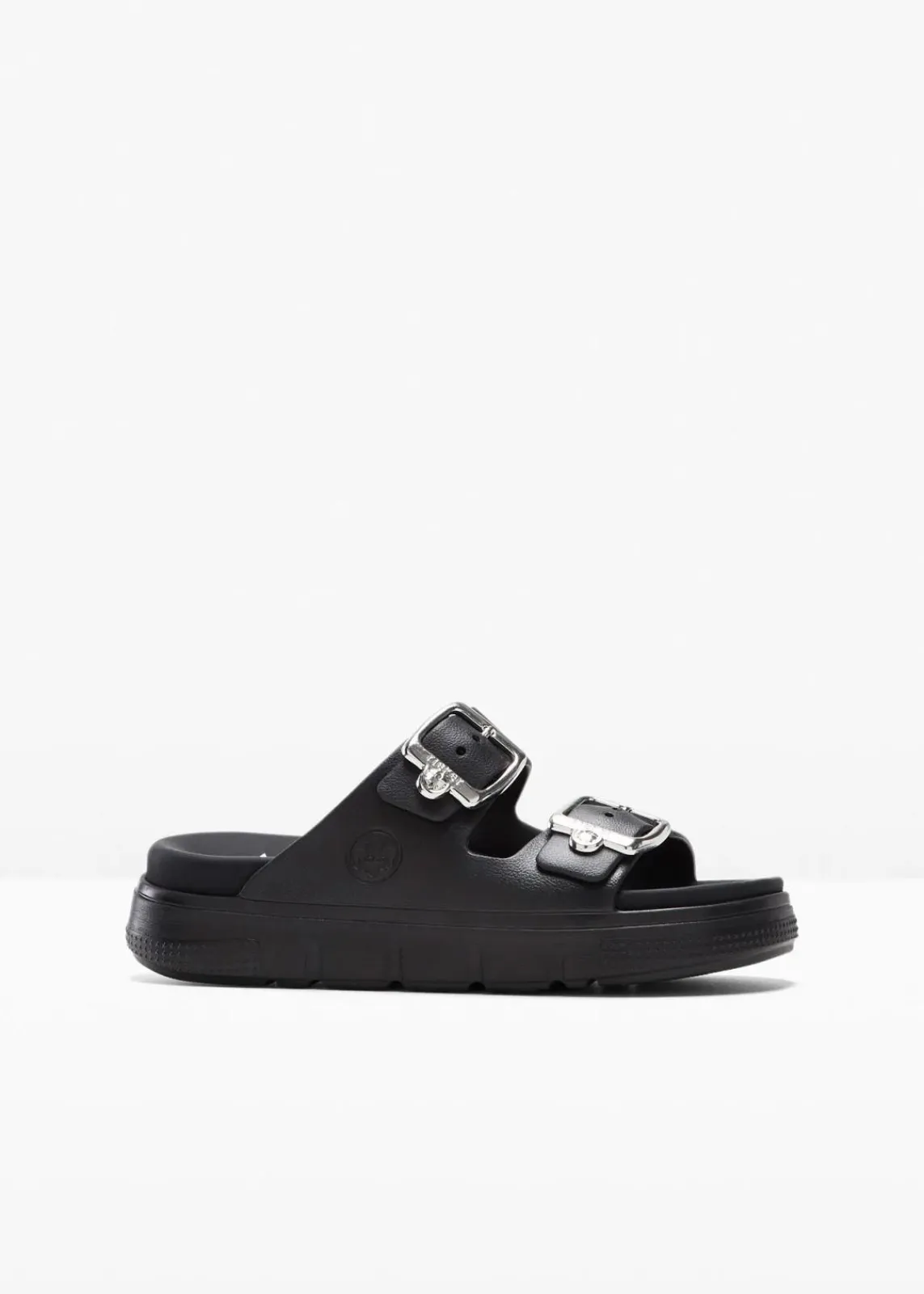 Rieker High Heels|Komfortschuhe^Komfort-Plateau-Pantoletten mit leichter Sohle schwarz