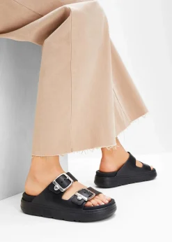 Rieker High Heels|Komfortschuhe^Komfort-Plateau-Pantoletten mit leichter Sohle schwarz