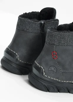 Rieker Komfortschuhe|Gefütterte Winterschuhe^Schnür Boot dunkelgrau
