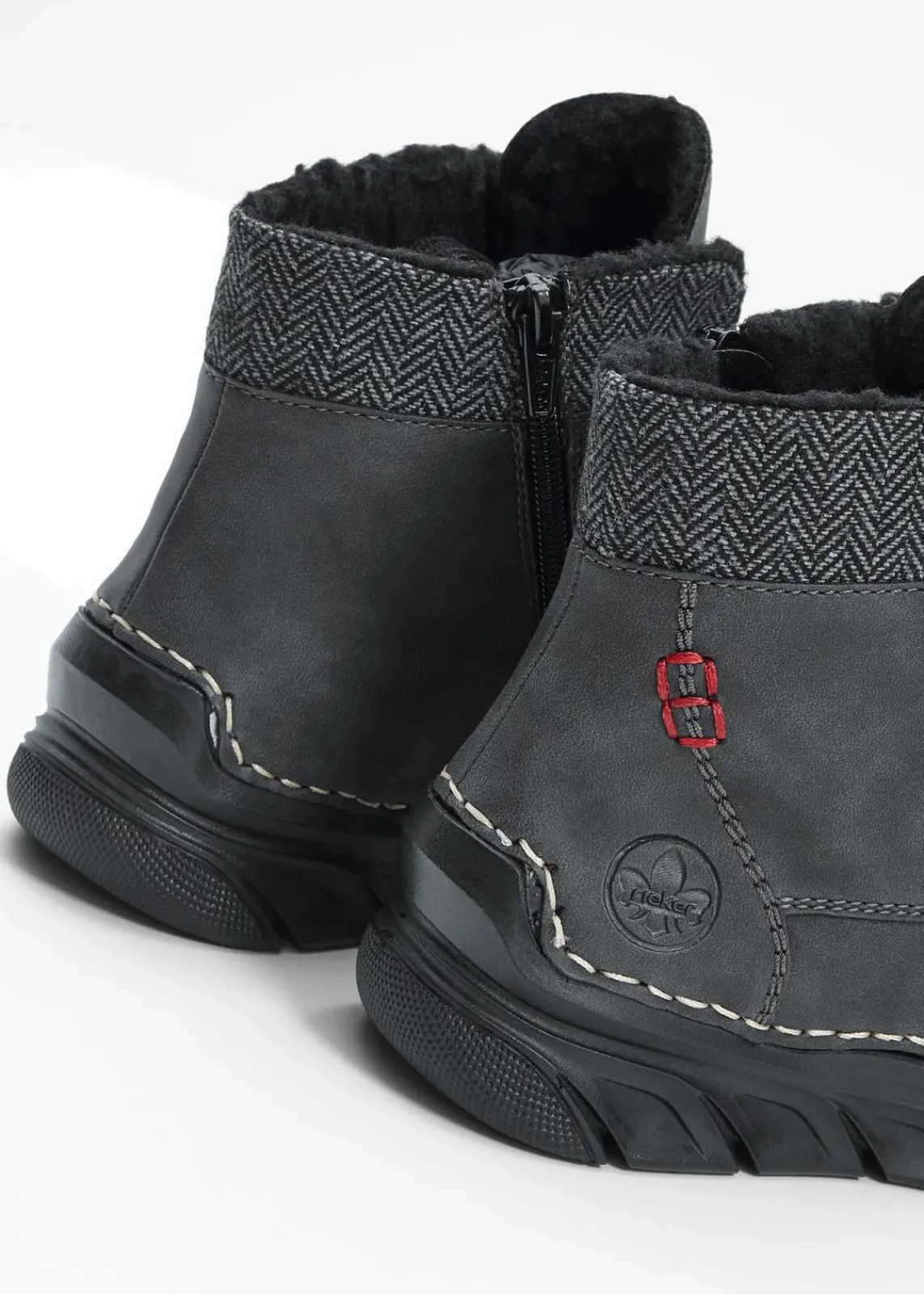 Rieker Komfortschuhe|Gefütterte Winterschuhe^Schnür Boot dunkelgrau