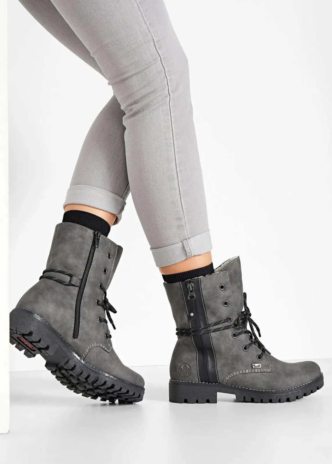 Rieker High Heels|Stiefel^Schnürstiefel grau