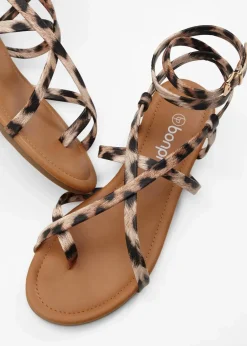 bonprix Sommerschuhe^Riemchensandalen beige leo bedruckt