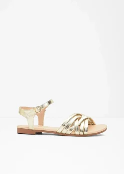 bonprix Sommerschuhe^Riemchensandalen in Metallic-Optik gold