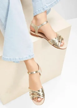 bonprix Sommerschuhe^Riemchensandalen in Metallic-Optik gold