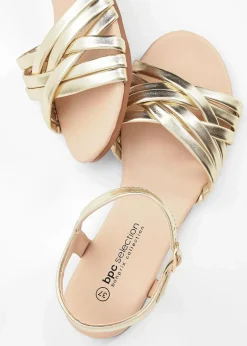 bonprix Sommerschuhe^Riemchensandalen in Metallic-Optik gold