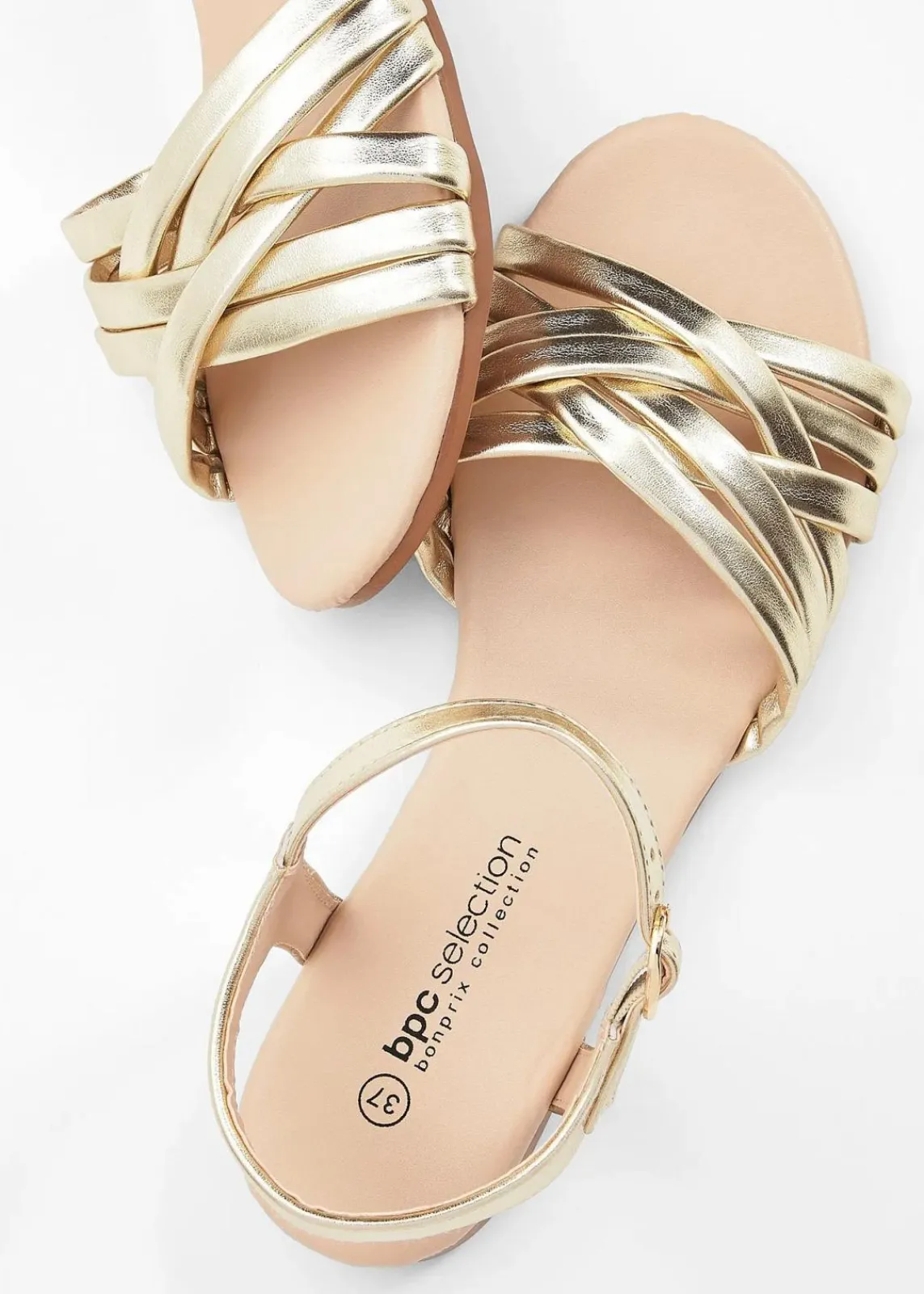 bonprix Sommerschuhe^Riemchensandalen in Metallic-Optik gold