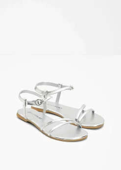 bonprix Sommerschuhe^Riemchensandalen in Metallic-Optik silber metallic