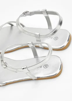 bonprix Sommerschuhe^Riemchensandalen in Metallic-Optik silber metallic
