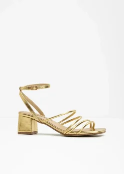 bonprix Sommerschuhe|Festliche Mode^Riemchensandaletten in Metallic-Optik gold metallic