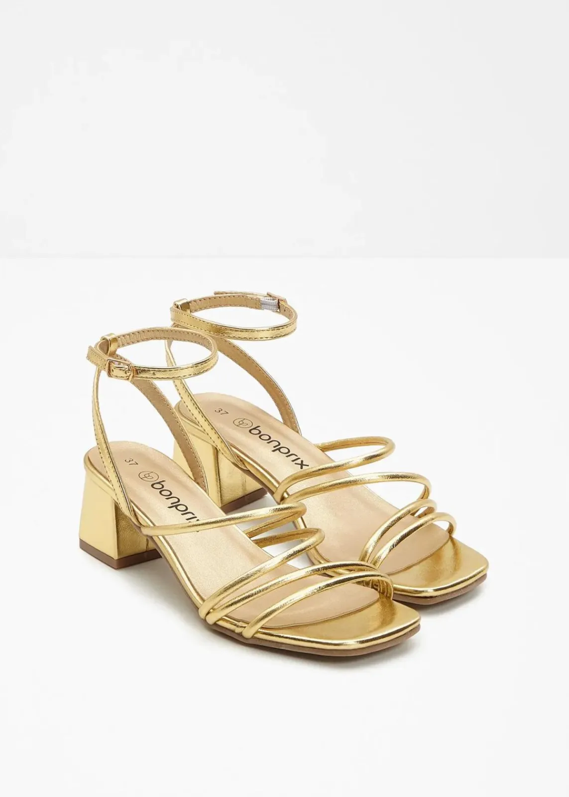 bonprix Sommerschuhe|Festliche Mode^Riemchensandaletten in Metallic-Optik gold metallic