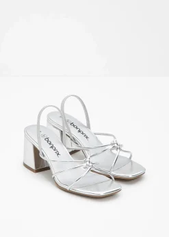 bonprix Festliche Mode|Sommerschuhe^Riemchensandaletten mit Blockabsatz silber metallic