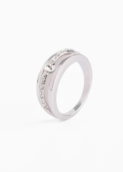 bonprix Schmuck|Schuhe & Accessoires In Spezialgrößen·Schmuck^Ring veredelt mit Glaskristallen silberfarben rhodiniert