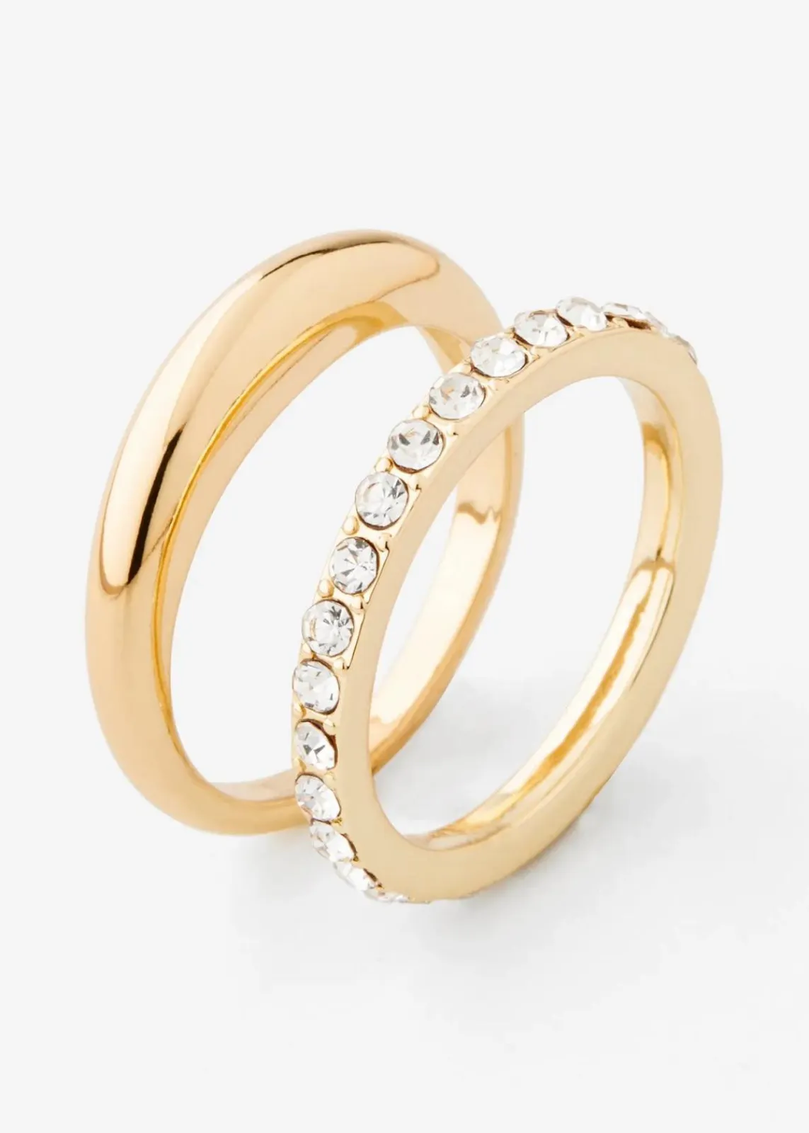 bonprix Schmuck|Schuhe & Accessoires In Spezialgrößen·Schmuck^Ringe veredelt mit Glaskristallsteinen (2er Pack) vergoldet