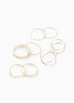 bonprix Schmuck|Schuhe & Accessoires In Spezialgrößen·Schmuck^Ringset (8Pack) in vielfältigem Design goldfarben