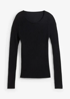 bonprix Bekleidung·Umstandsmode|Premium^Rippenpullover aus Merinowolle schwarz