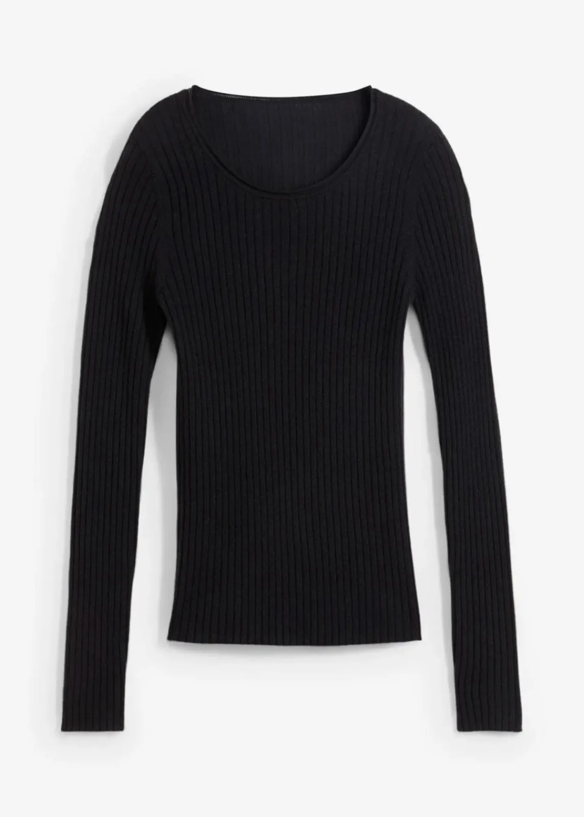 bonprix Bekleidung·Umstandsmode|Premium^Rippenpullover aus Merinowolle schwarz