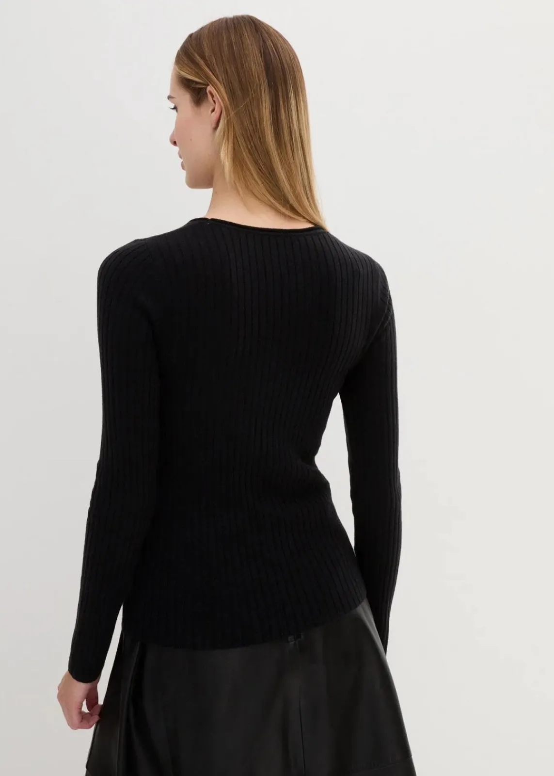 bonprix Bekleidung·Umstandsmode|Premium^Rippenpullover aus Merinowolle schwarz