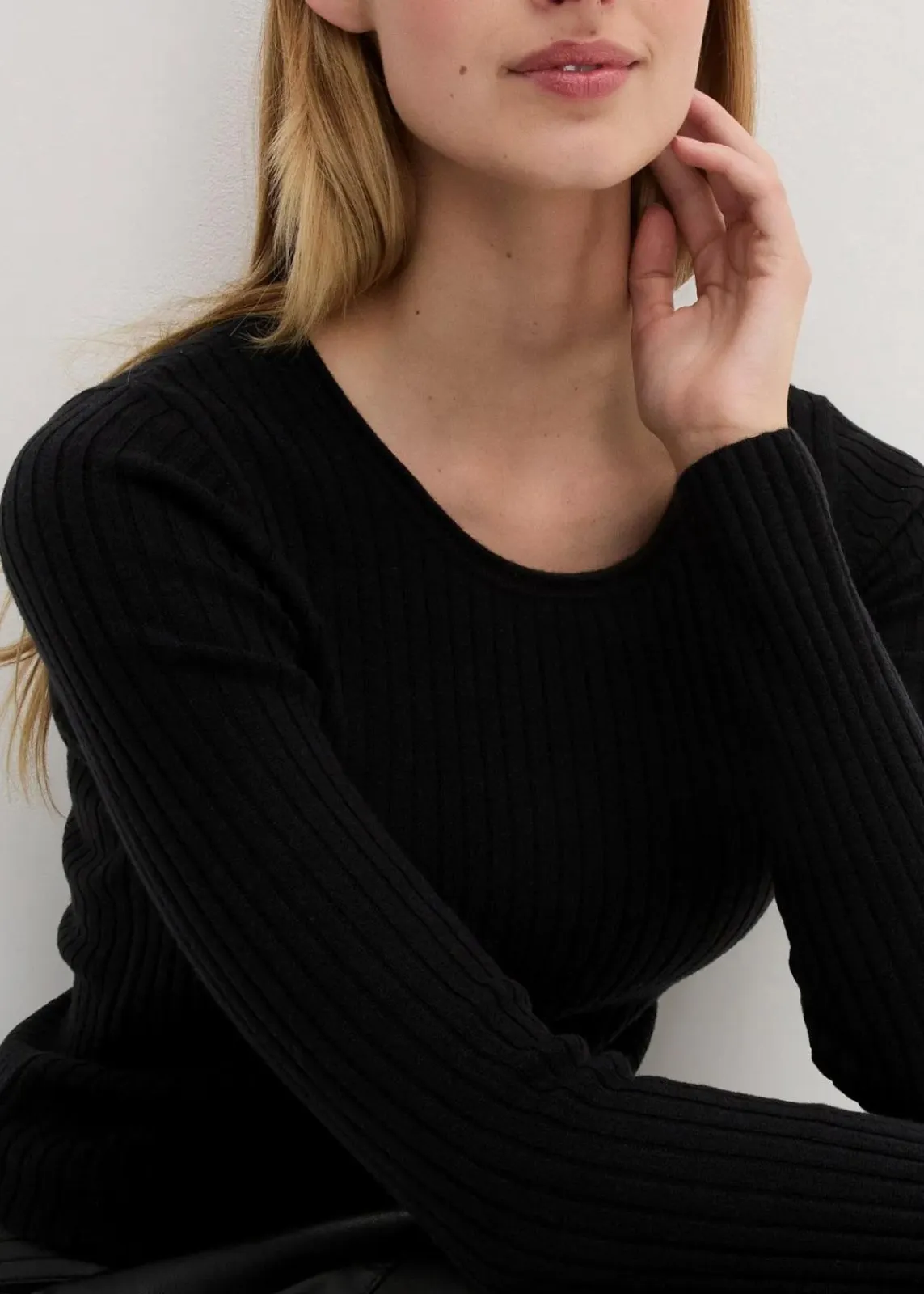 bonprix Bekleidung·Umstandsmode|Premium^Rippenpullover aus Merinowolle schwarz