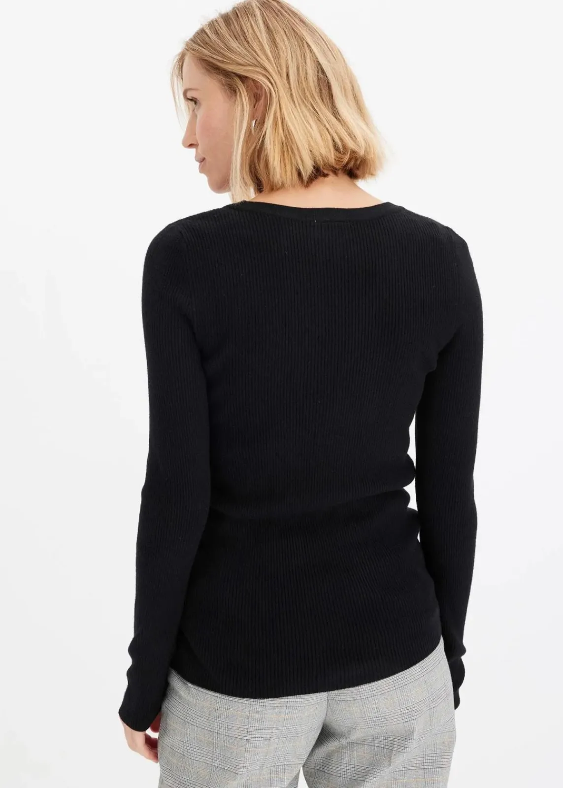 bonprix Pullover & Strickjacken|Strickmode^Rippenpullover mit Viskose schwarz