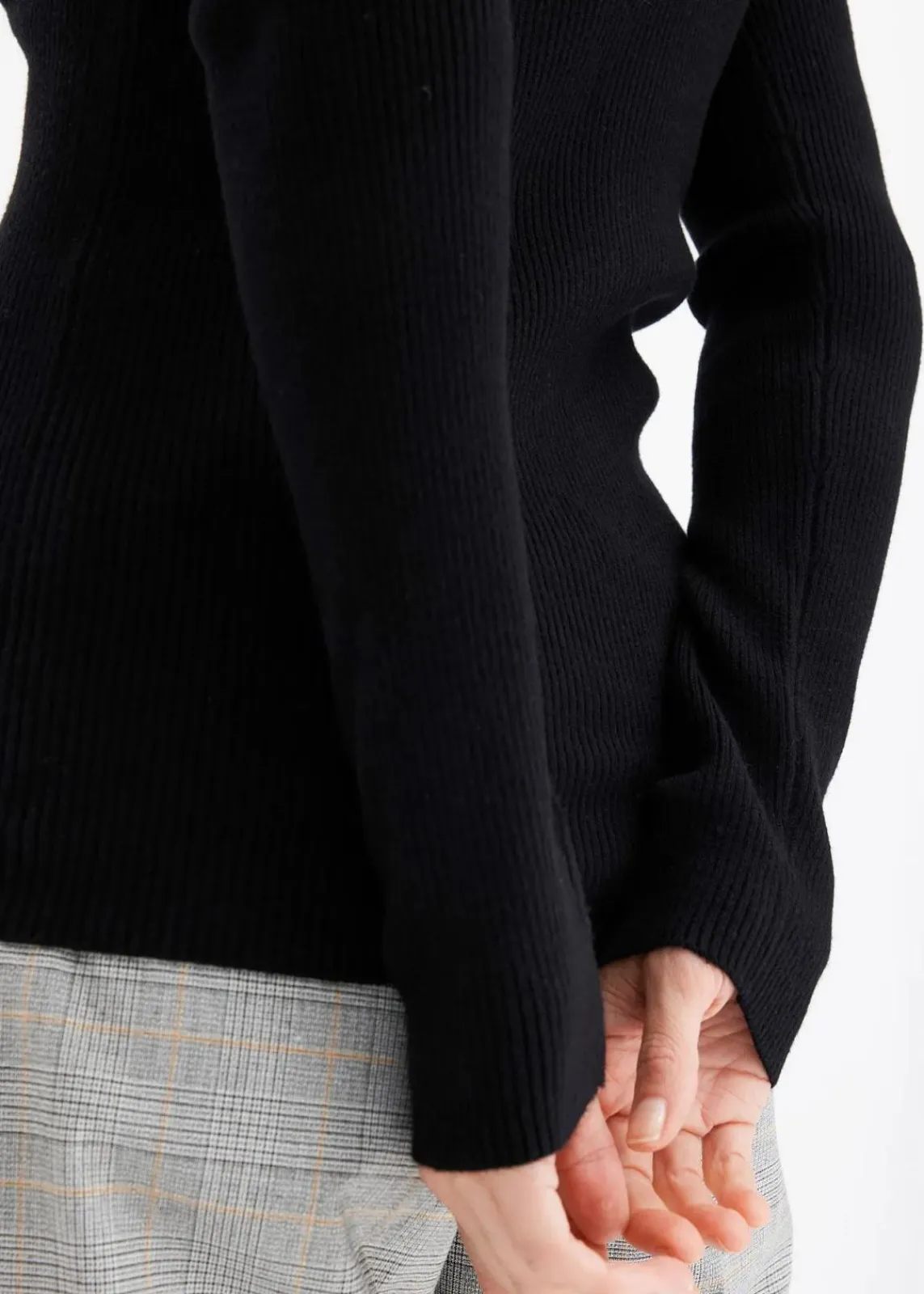 bonprix Pullover & Strickjacken|Strickmode^Rippenpullover mit Viskose schwarz