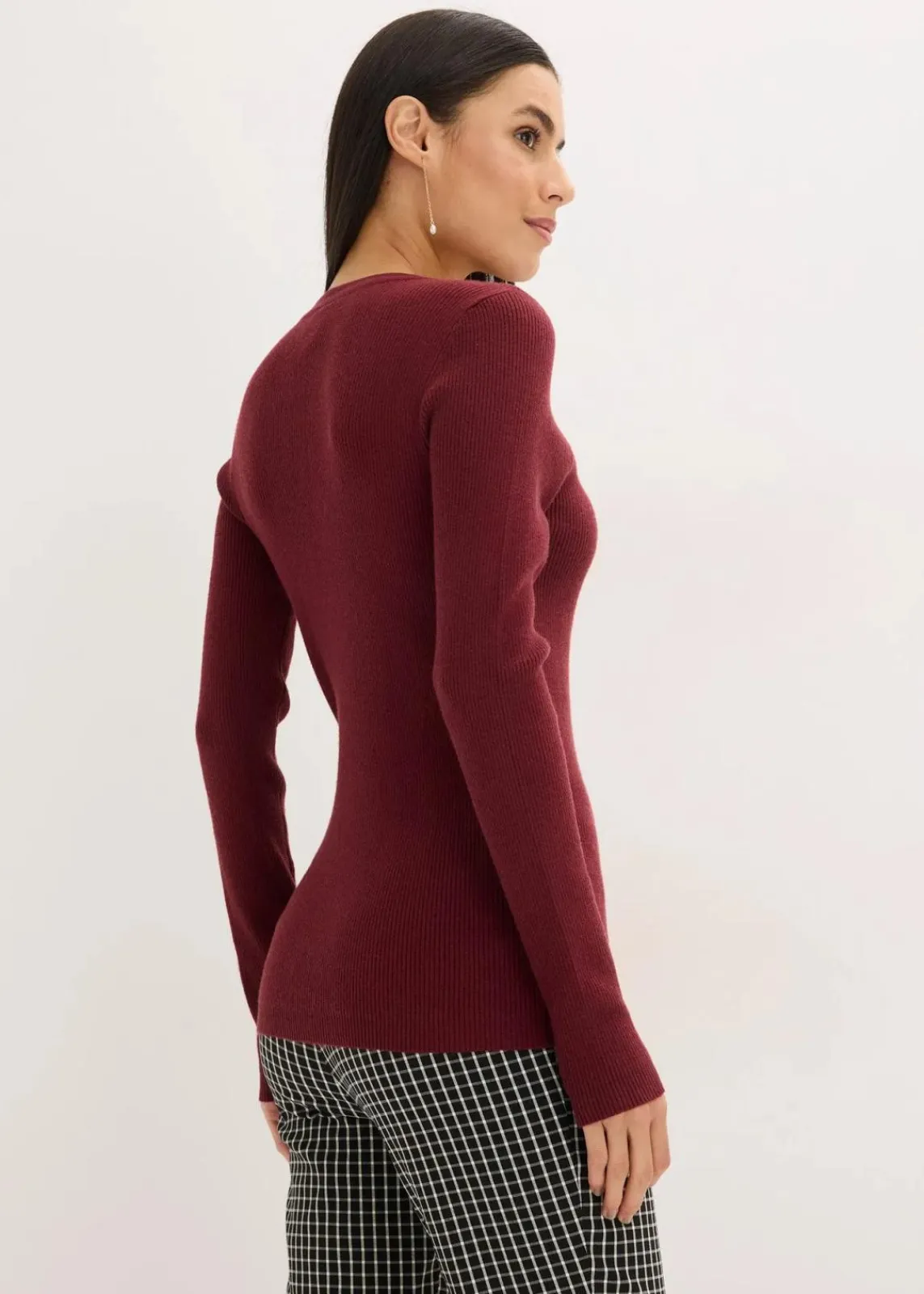 bonprix Bekleidung·Umstandsmode|Bekleidung·Jeans^Rippenpullover mit Viskose rubinrot