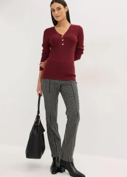 bonprix Bekleidung·Umstandsmode|Bekleidung·Jeans^Rippenpullover mit Viskose rubinrot