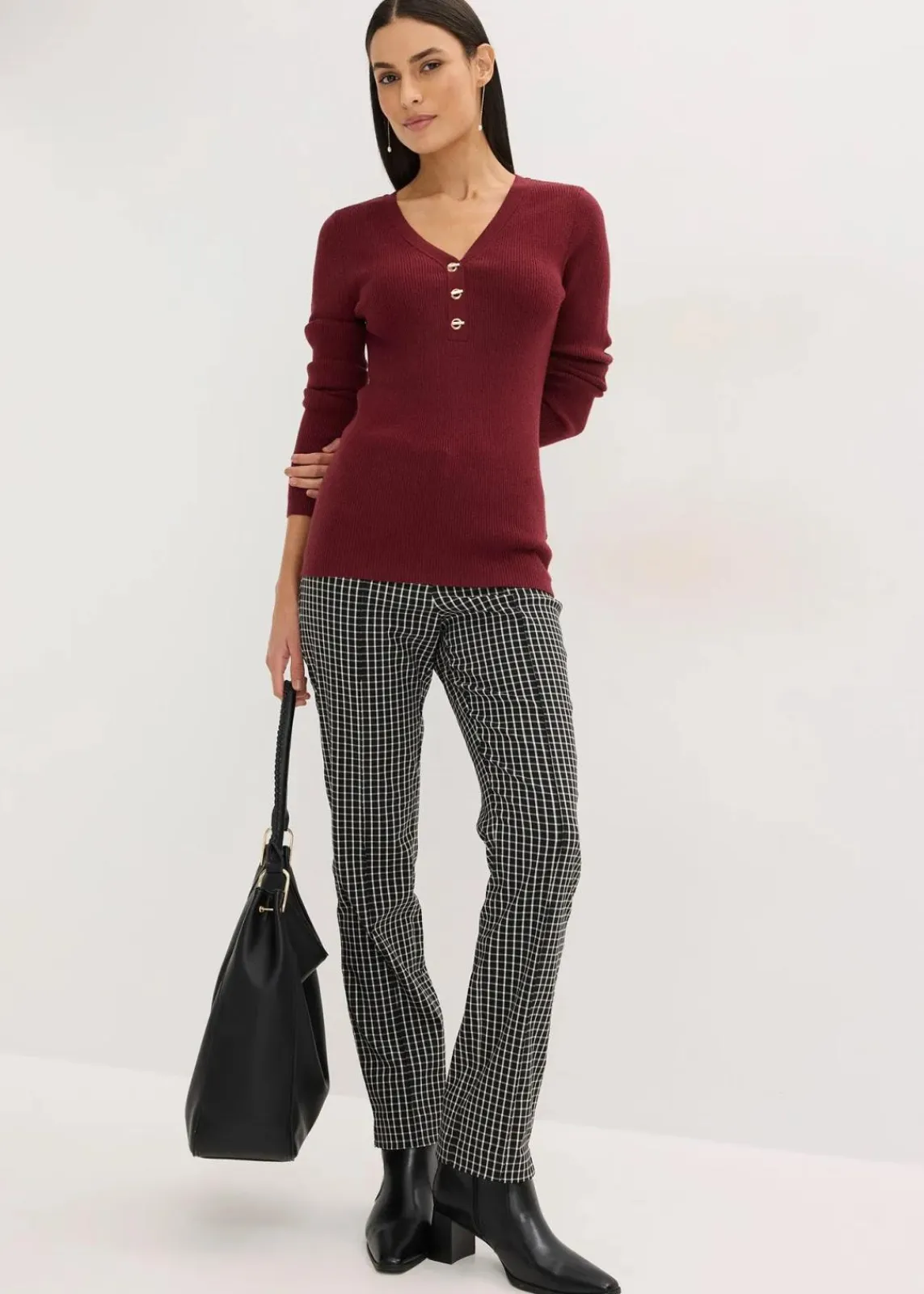 bonprix Bekleidung·Umstandsmode|Bekleidung·Jeans^Rippenpullover mit Viskose rubinrot