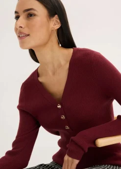 bonprix Bekleidung·Umstandsmode|Bekleidung·Jeans^Rippenpullover mit Viskose rubinrot