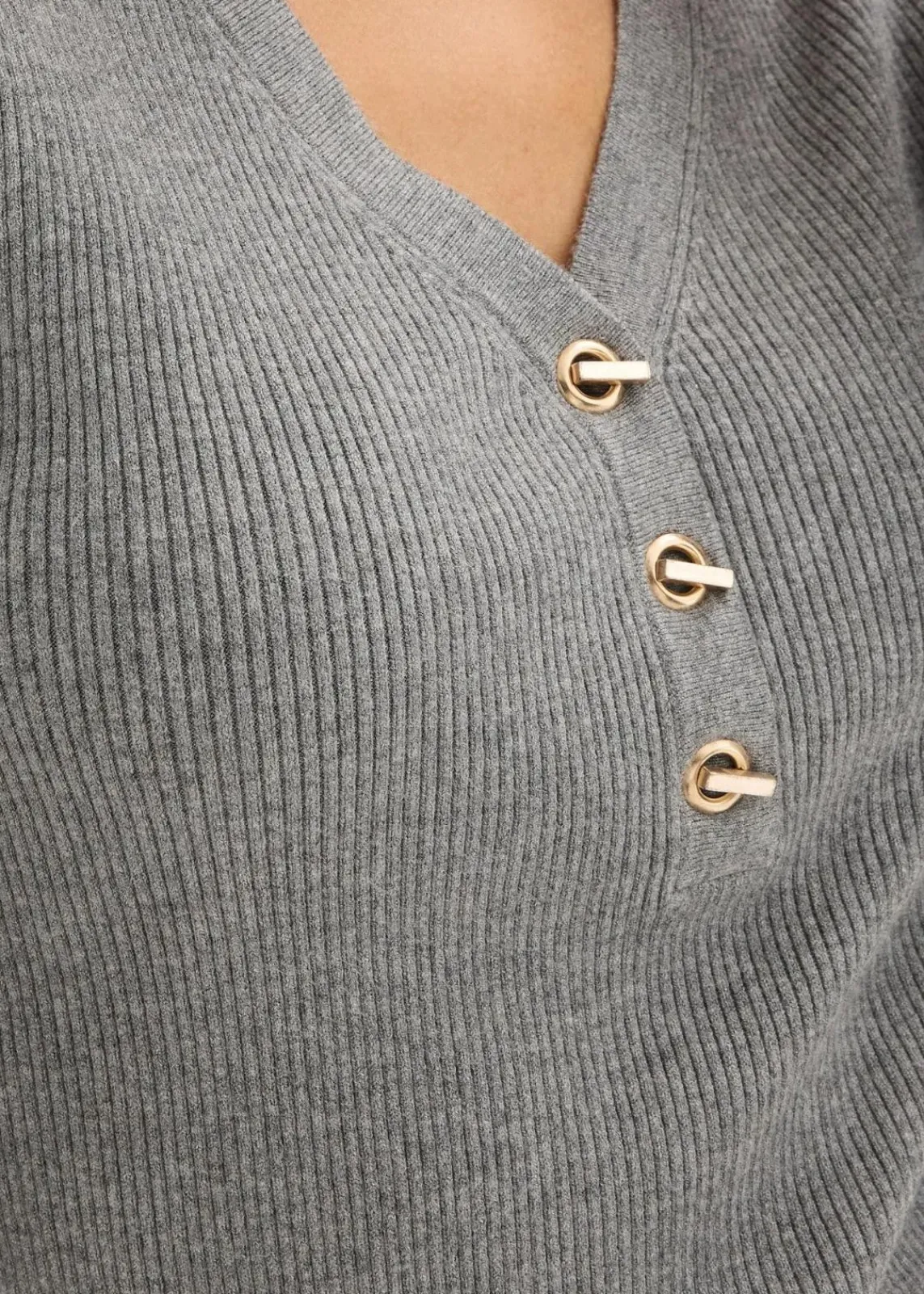 bonprix Pullover & Strickjacken|Strickmode^Rippenpullover mit Viskose grau meliert
