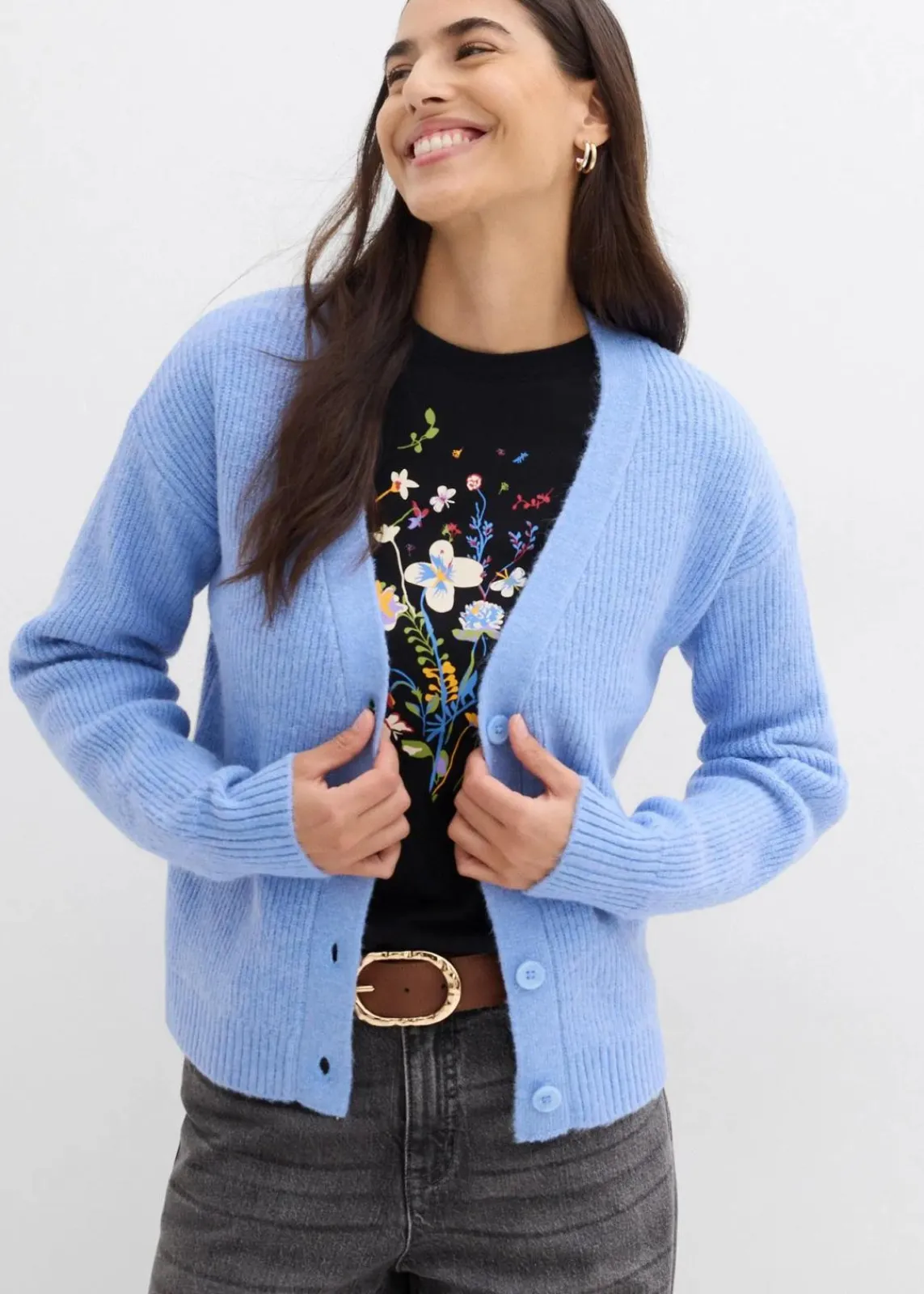 bonprix Bekleidung·Umstandsmode|Strickmode^Rippenstrick Cardigan perlblau