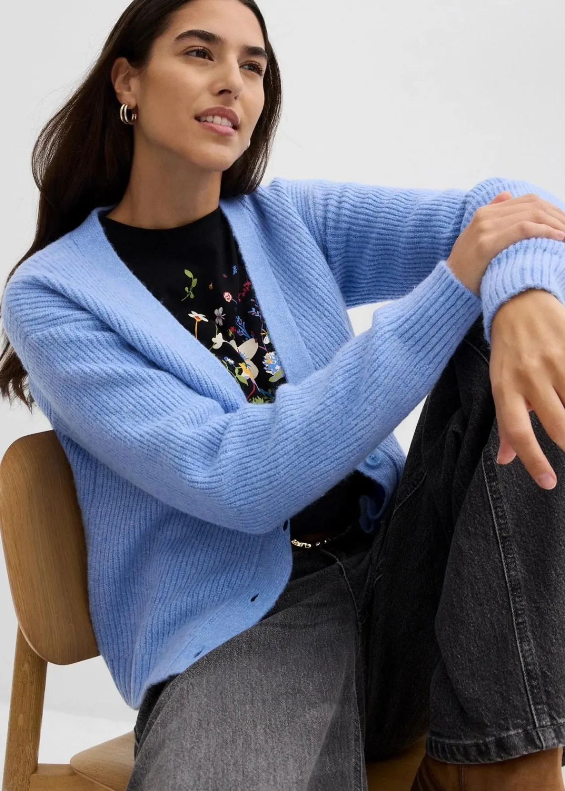 bonprix Bekleidung·Umstandsmode|Strickmode^Rippenstrick Cardigan perlblau