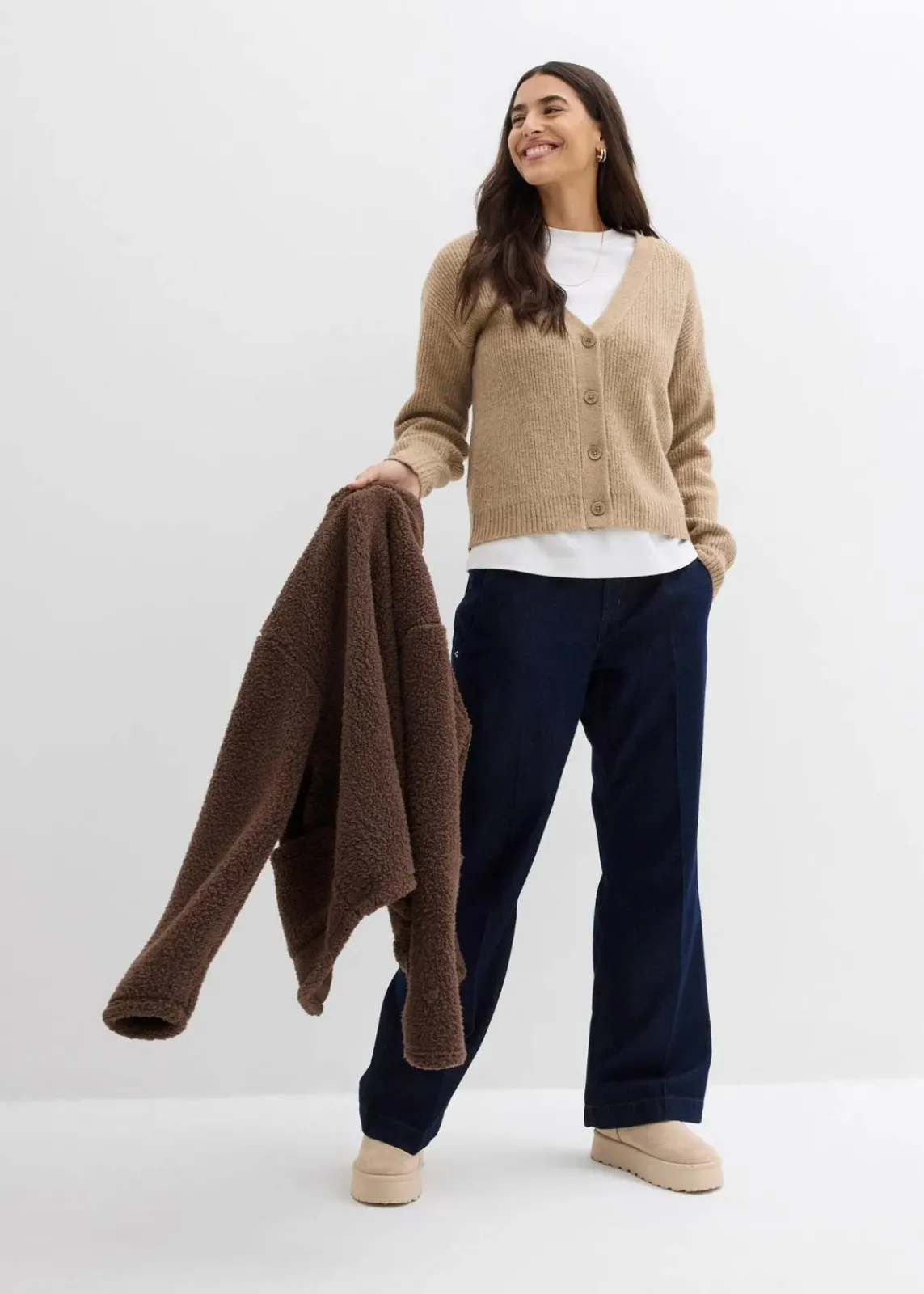bonprix Bekleidung·Umstandsmode|Strickmode^Rippenstrick Cardigan hellkhaki