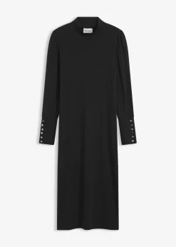 bonprix Bekleidung·Pullover & Strickjacken|Kleider^Ripp-Jerseykleid aus Viskose-mix schwarz